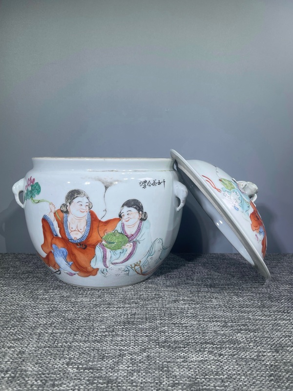 古玩陶瓷民國和合二仙四系粥罐拍賣，當(dāng)前價(jià)格688元