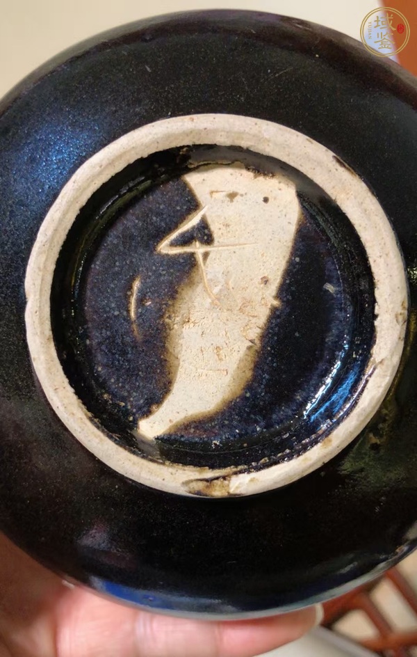 古玩陶瓷定窯系黑釉缽式碗，款少見真品鑒賞圖