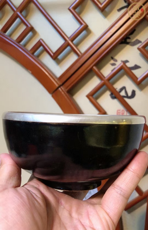 古玩陶瓷定窯系黑釉缽式碗，款少見真品鑒賞圖