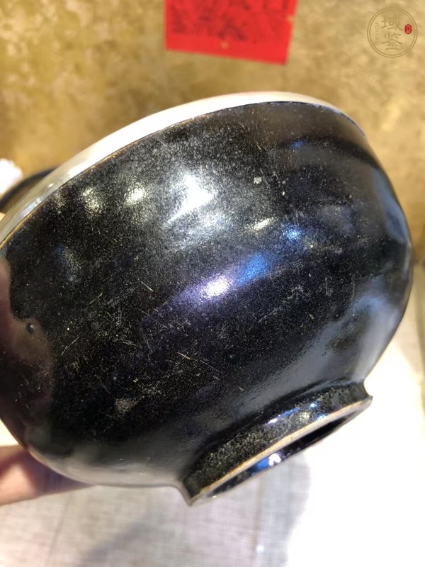 古玩陶瓷定窯系黑釉缽式碗，款少見真品鑒賞圖