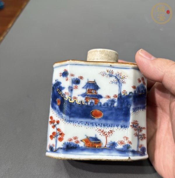 古玩陶瓷青花加礬紅彩茶葉罐真品鑒賞圖