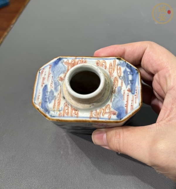 古玩陶瓷青花加礬紅彩茶葉罐真品鑒賞圖