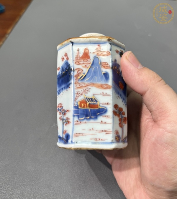 古玩陶瓷青花加礬紅彩茶葉罐真品鑒賞圖