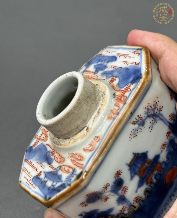 古玩陶瓷青花加礬紅彩茶葉罐真品鑒賞圖