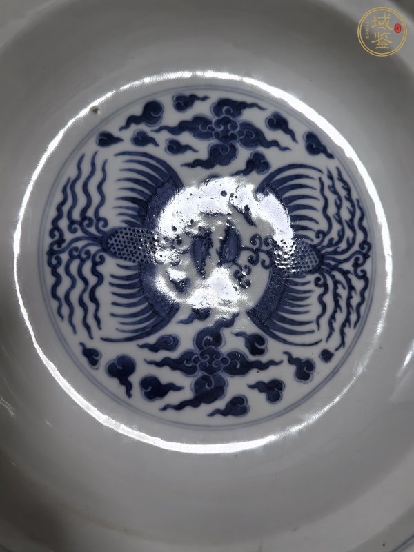 古玩陶瓷青花對頭鳳紋盤真品鑒賞圖