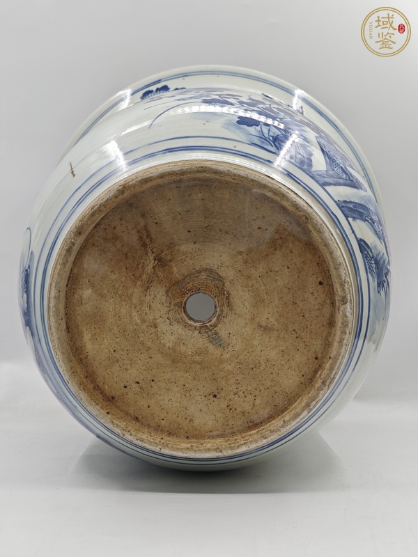 古玩陶瓷青花花鳥花卉紋花盆真品鑒賞圖