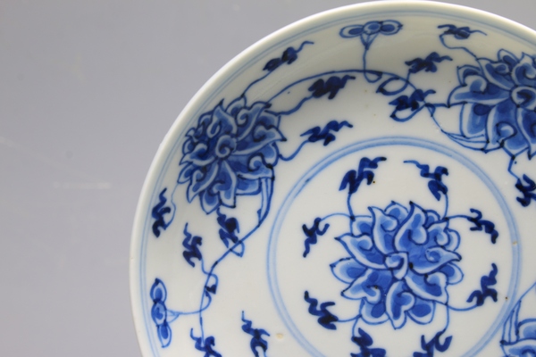 古玩陶瓷清光緒·青花纏枝寶相花卉紋盤(pán)拍賣，當(dāng)前價(jià)格356元
