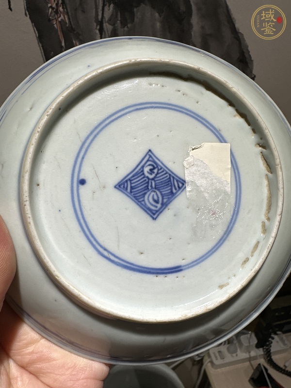 古玩陶瓷三星高照青花盤真品鑒賞圖