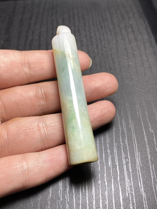 古玩玉器清代翡翠雕“素紋翎管”拍賣，當前價格8000元