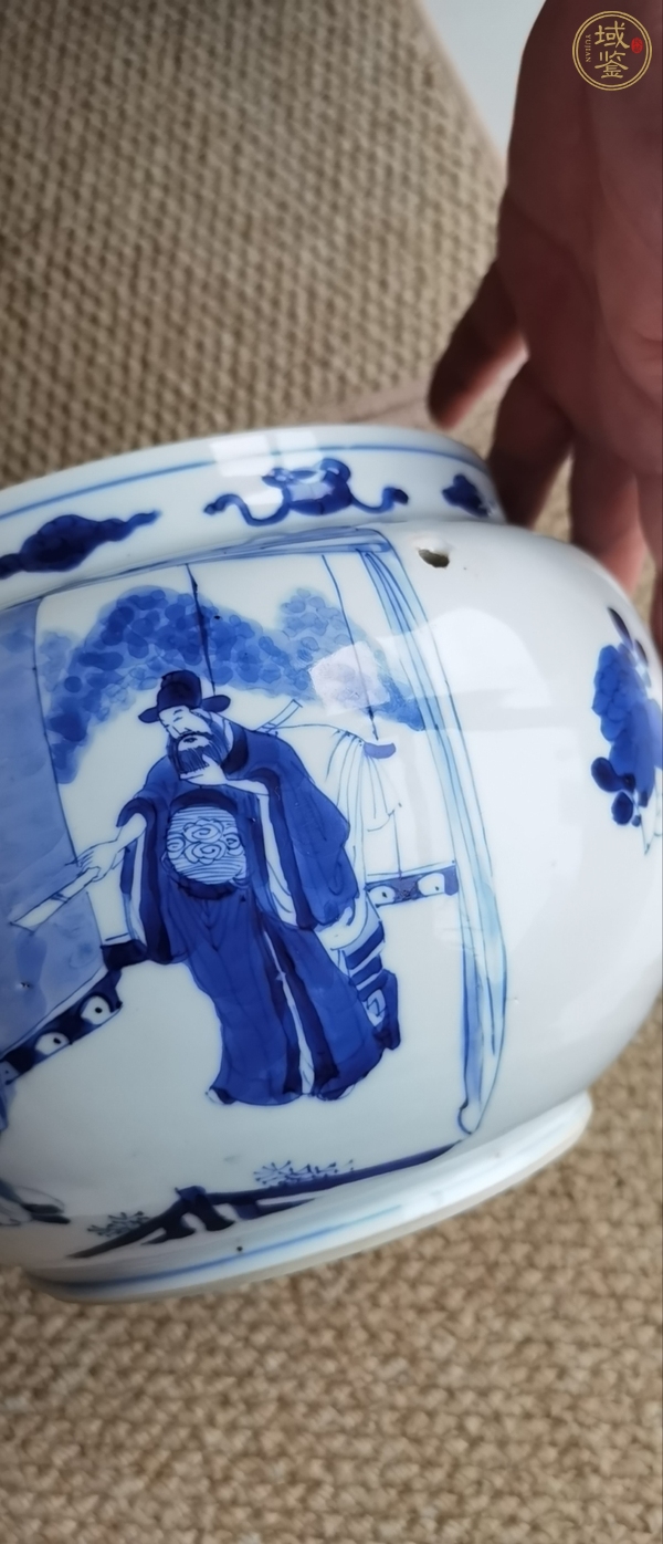 古玩陶瓷清康熙 青花人物紋粥罐真品鑒賞圖