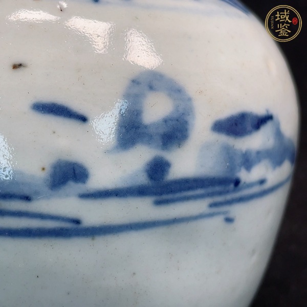 古玩陶瓷山水紋青花罐真品鑒賞圖