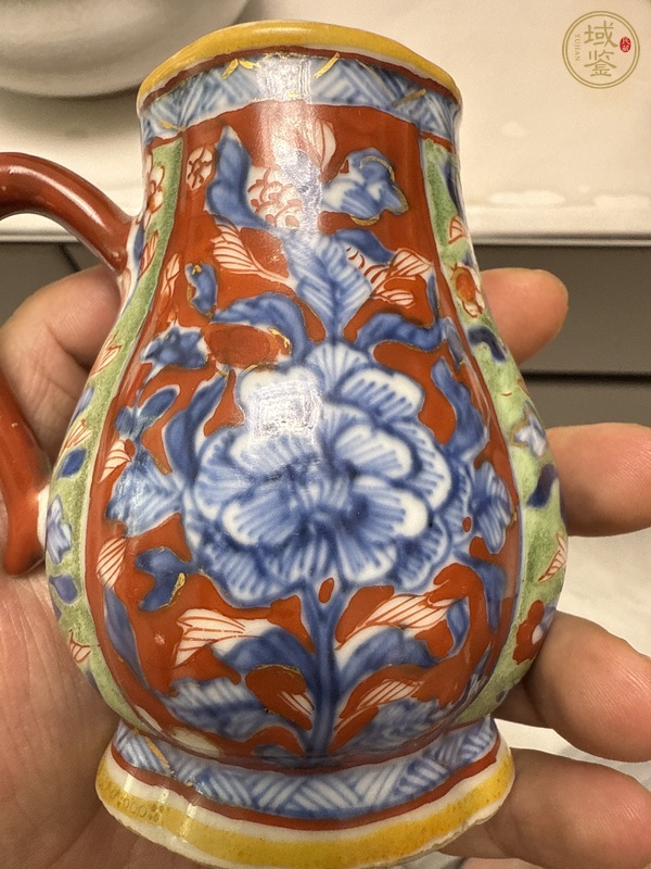 古玩陶瓷清康熙青花五彩花卉紋奶壺真品鑒賞圖