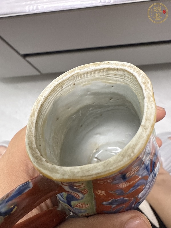 古玩陶瓷清康熙青花五彩花卉紋奶壺真品鑒賞圖