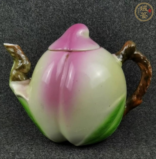 古玩壽桃型茶壺真品鑒賞圖