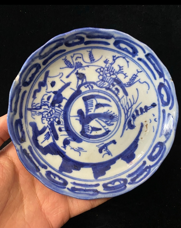 古玩轉賣清中期.青花漁樵耕讀盤拍賣，當前價格168元