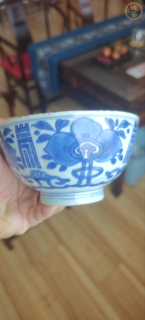 古玩陶瓷青花三多壽字紋茶碗真品鑒賞圖