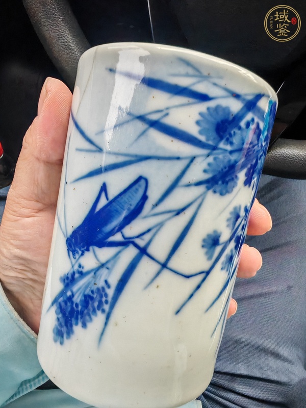 古玩陶瓷青花蟲草紋筆筒真品鑒賞圖