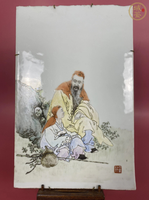 古玩陶瓷民國 粉彩人物紋瓷板真品鑒賞圖