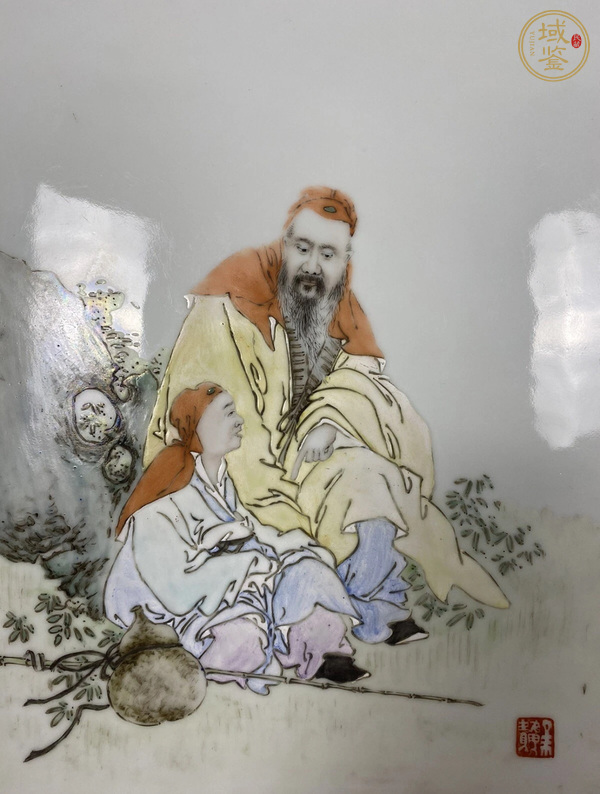 古玩陶瓷民國 粉彩人物紋瓷板真品鑒賞圖