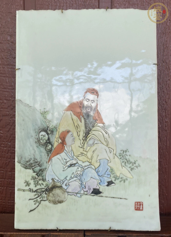 古玩陶瓷民國 粉彩人物紋瓷板真品鑒賞圖