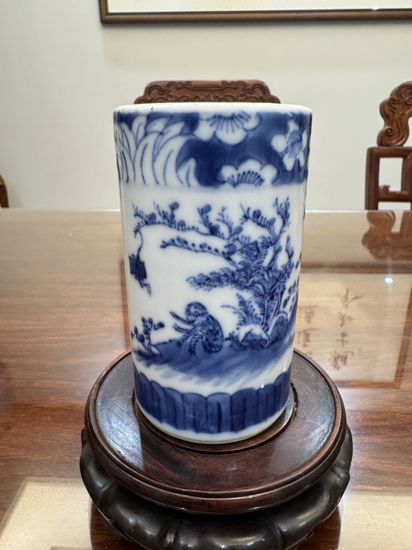 古玩轉賣清光緒 青花封侯圖筆筒拍賣，當前價格0元