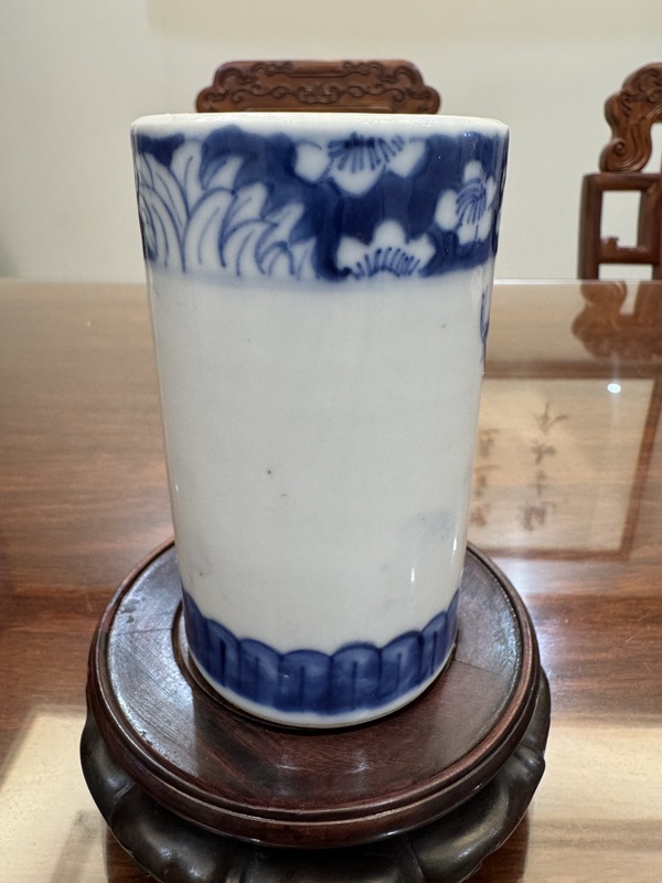 古玩陶瓷清光緒 青花封侯圖筆筒拍賣，當前價格188元