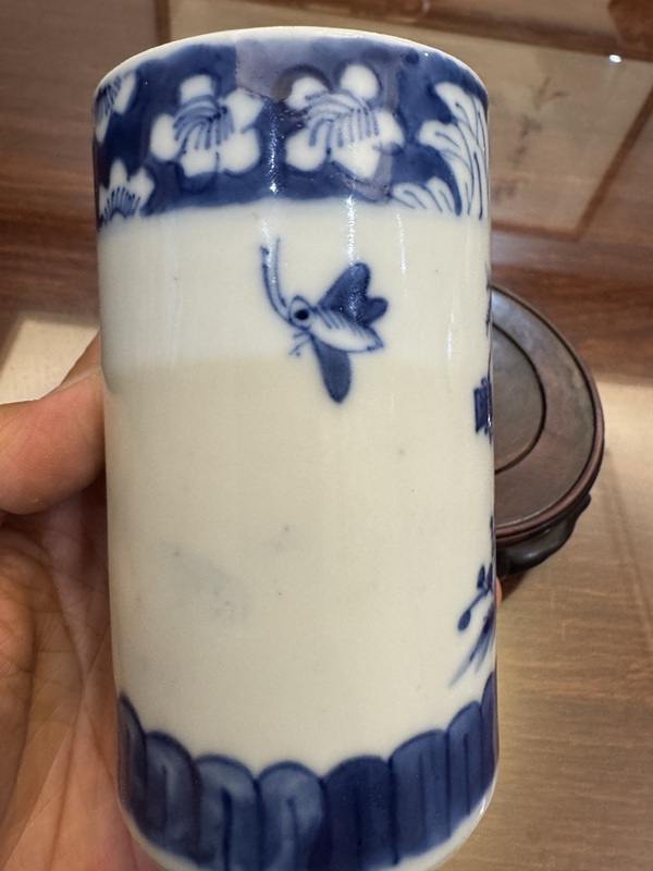 古玩陶瓷清光緒 青花封侯圖筆筒拍賣，當前價格188元