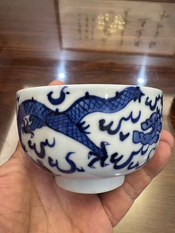 古玩陶瓷清中晚期 青花龍紋茶碗拍賣，當(dāng)前價(jià)格376元