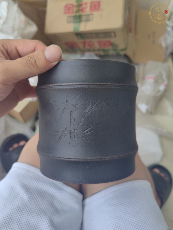 古玩雜項紫砂筆筒真品鑒賞圖