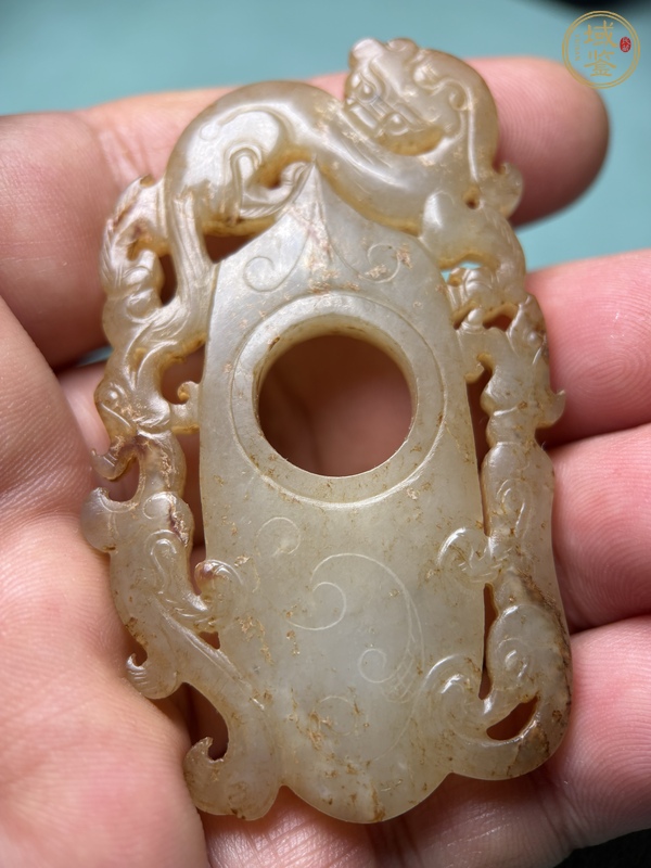 古玩漢代龍鳳紋玉韘真品鑒賞圖