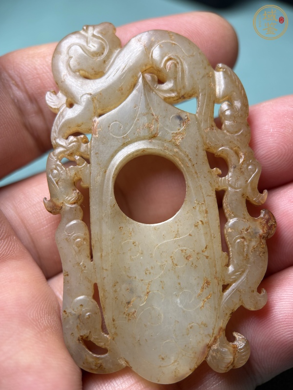 古玩玉器漢代龍鳳紋玉韘真品鑒賞圖