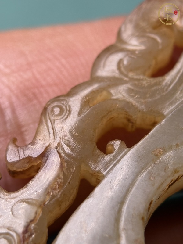 古玩玉器漢代龍鳳紋玉韘真品鑒賞圖