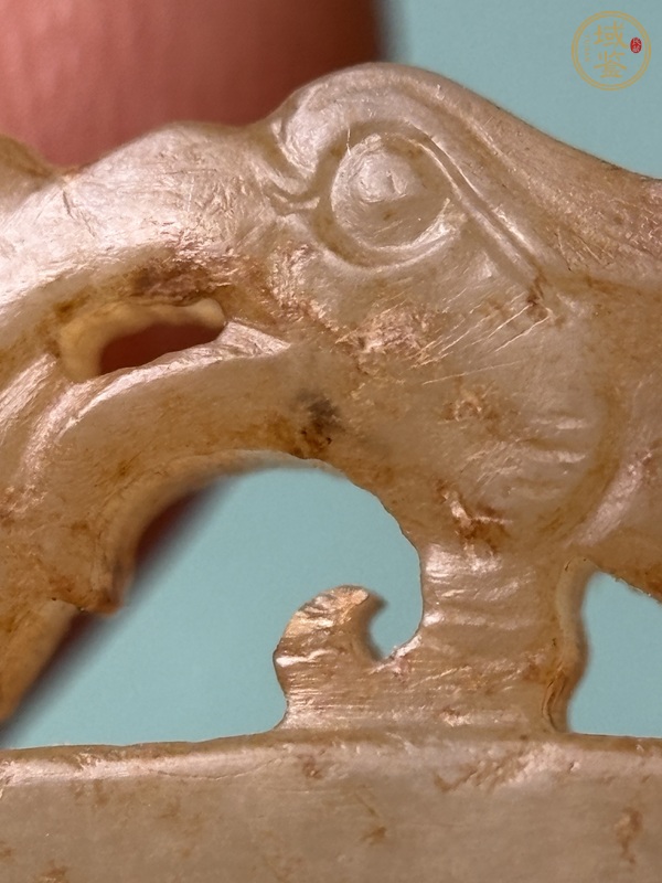 古玩玉器漢代龍鳳紋玉韘真品鑒賞圖