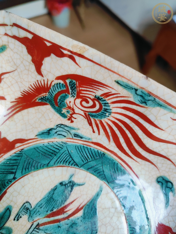 古玩陶瓷麒麟鳳紋盤真品鑒賞圖