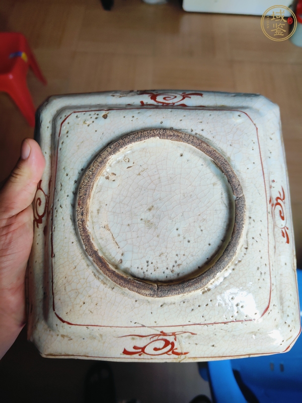 古玩陶瓷麒麟鳳紋盤真品鑒賞圖