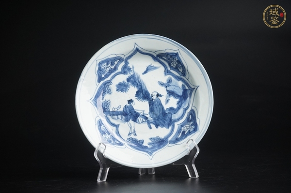 古玩陶瓷明中晚·青花人物故事紋盤真品鑒賞圖