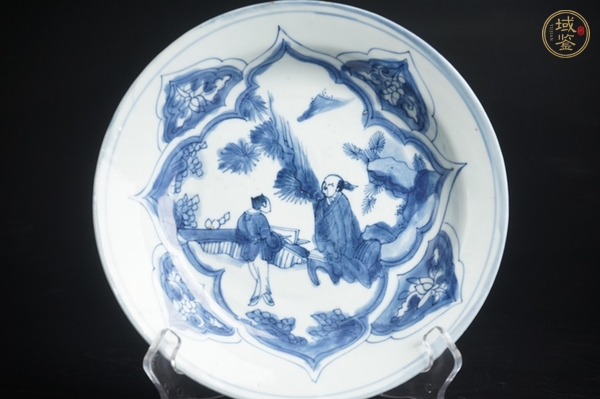 古玩陶瓷明中晚·青花人物故事紋盤真品鑒賞圖