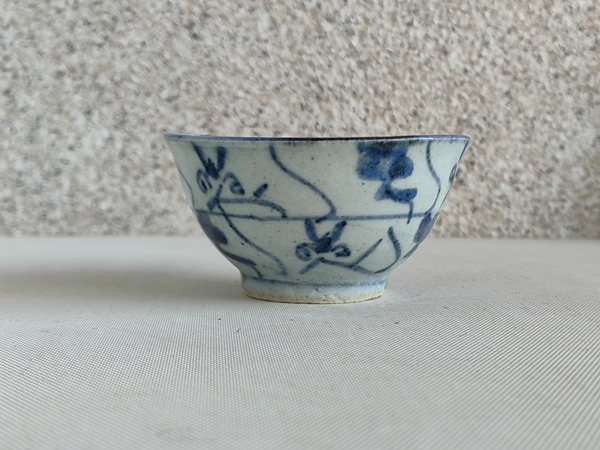 古玩陶瓷青花靈芝紋茶碗拍賣，當前價格450元