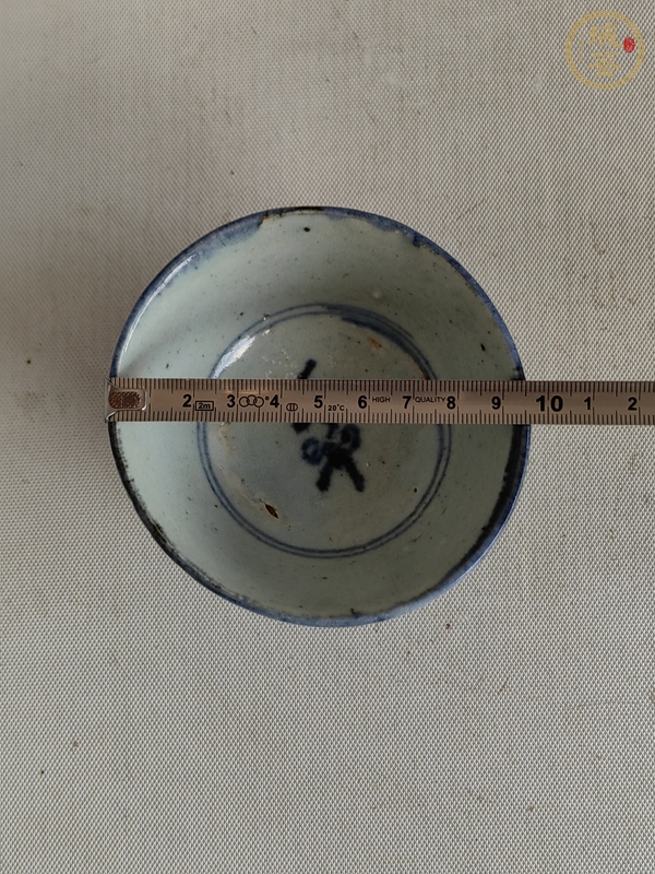 古玩陶瓷青花靈芝紋茶碗真品鑒賞圖
