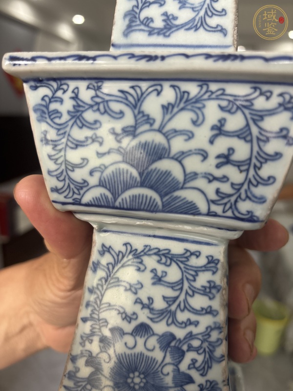 古玩陶瓷清中青花燭臺真品鑒賞圖