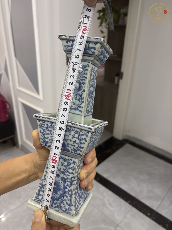 古玩陶瓷清中青花燭臺真品鑒賞圖