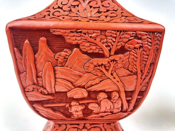 古玩雜項(xiàng)民國至創(chuàng)匯剔紅人物故事瓶一對拍賣,當(dāng)前價格518元