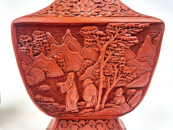 古玩雜項(xiàng)民國至創(chuàng)匯剔紅人物故事瓶一對拍賣,當(dāng)前價格518元