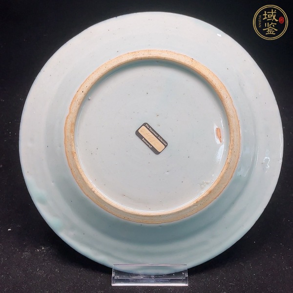 古玩陶瓷樓臺(tái)亭閣山水紋青花盤真品鑒賞圖