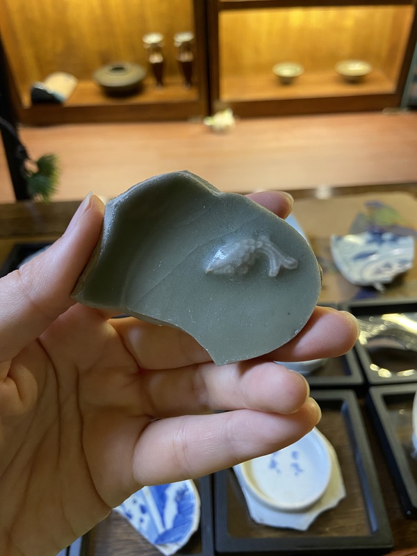 古玩陶瓷南宋龍泉窯青釉魚紋洗標本拍賣,當前價格1800元