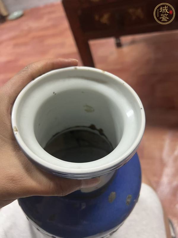 古玩灑藍釉開光棒槌瓶真品鑒賞圖