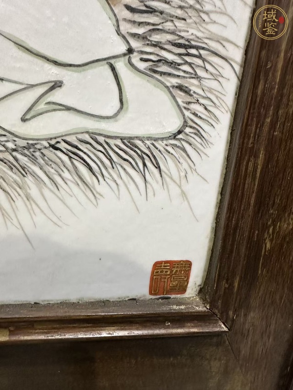 古玩陶瓷粉彩人物詩文瓷板真品鑒賞圖