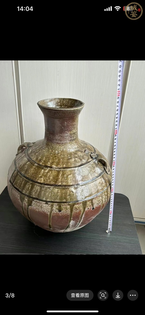 古玩陶瓷青釉雙耳漢壺真品鑒賞圖