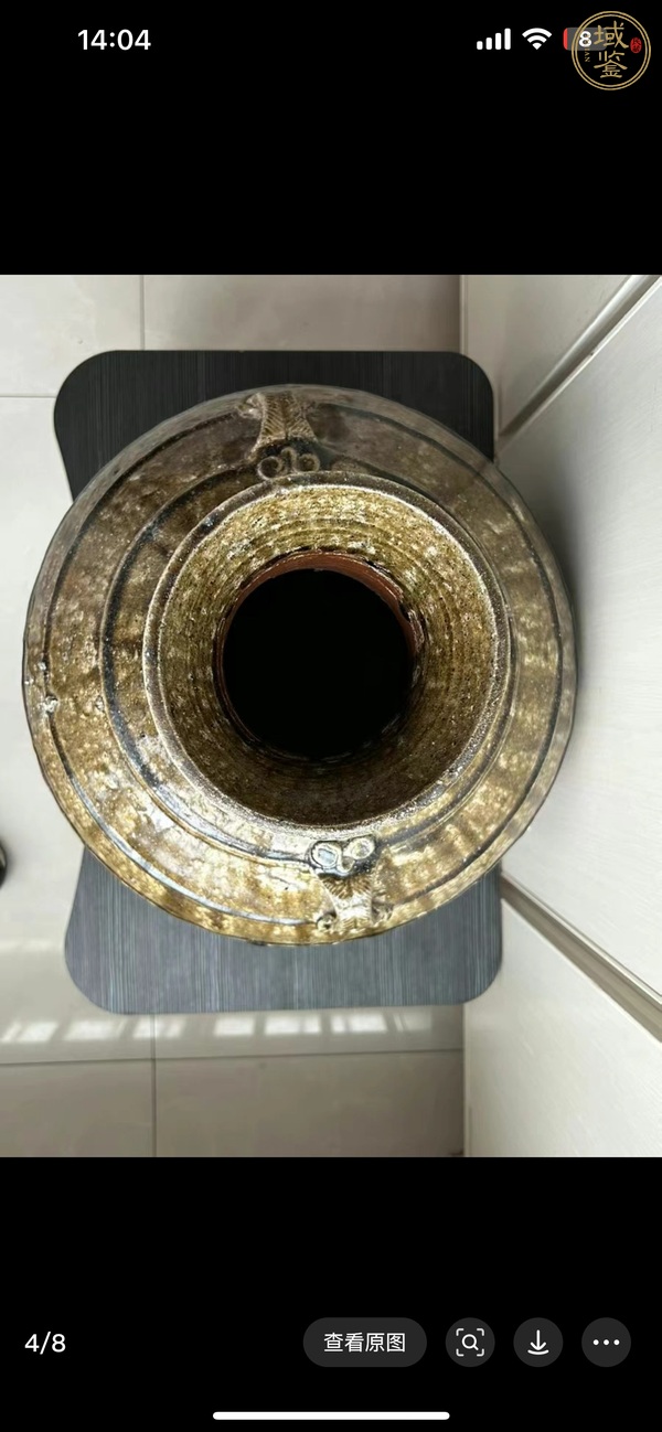 古玩陶瓷青釉雙耳漢壺真品鑒賞圖