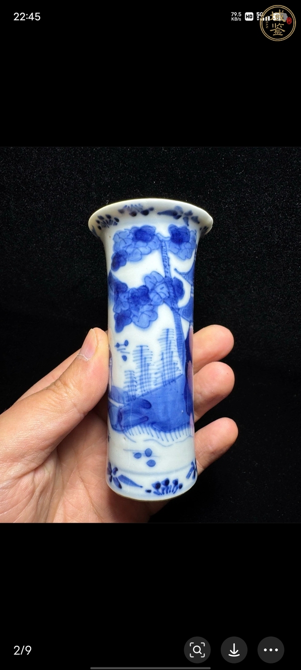 古玩陶瓷晚清青花小花觚真品鑒賞圖